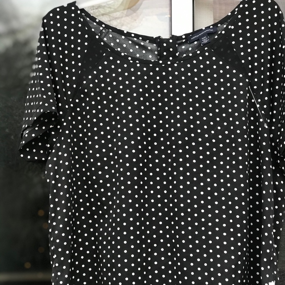 American Eagle AE Polka Dot Tee Blouse Shirt